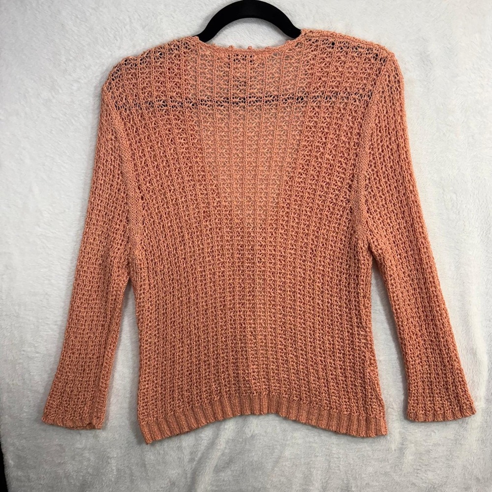 Vintage JPR L Peach Knit Cardigan Sweater Pearl Cottagecore Coquette Pastel Boho - Picture 4 of 8